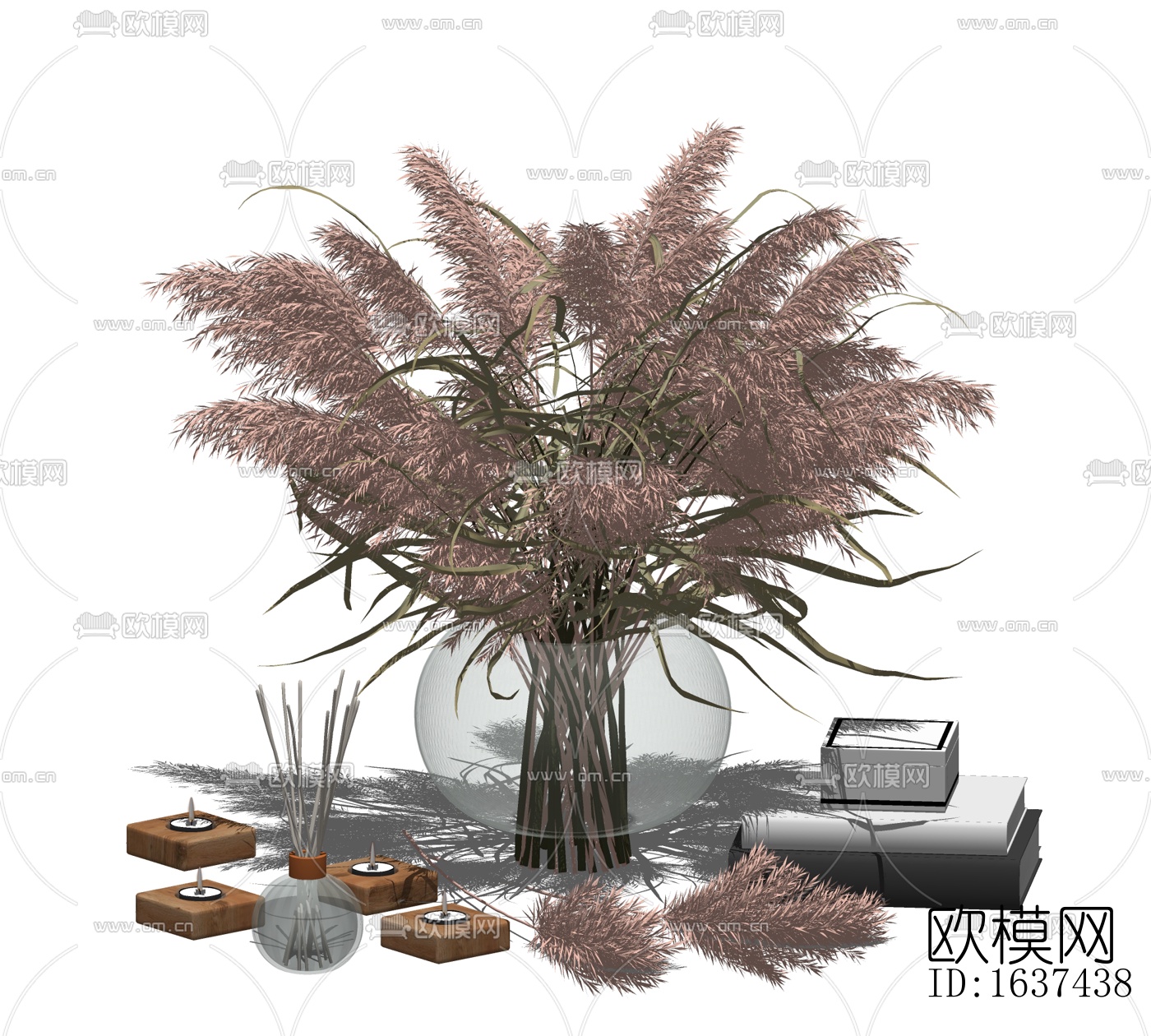 现代干花花瓶免费su模型下载