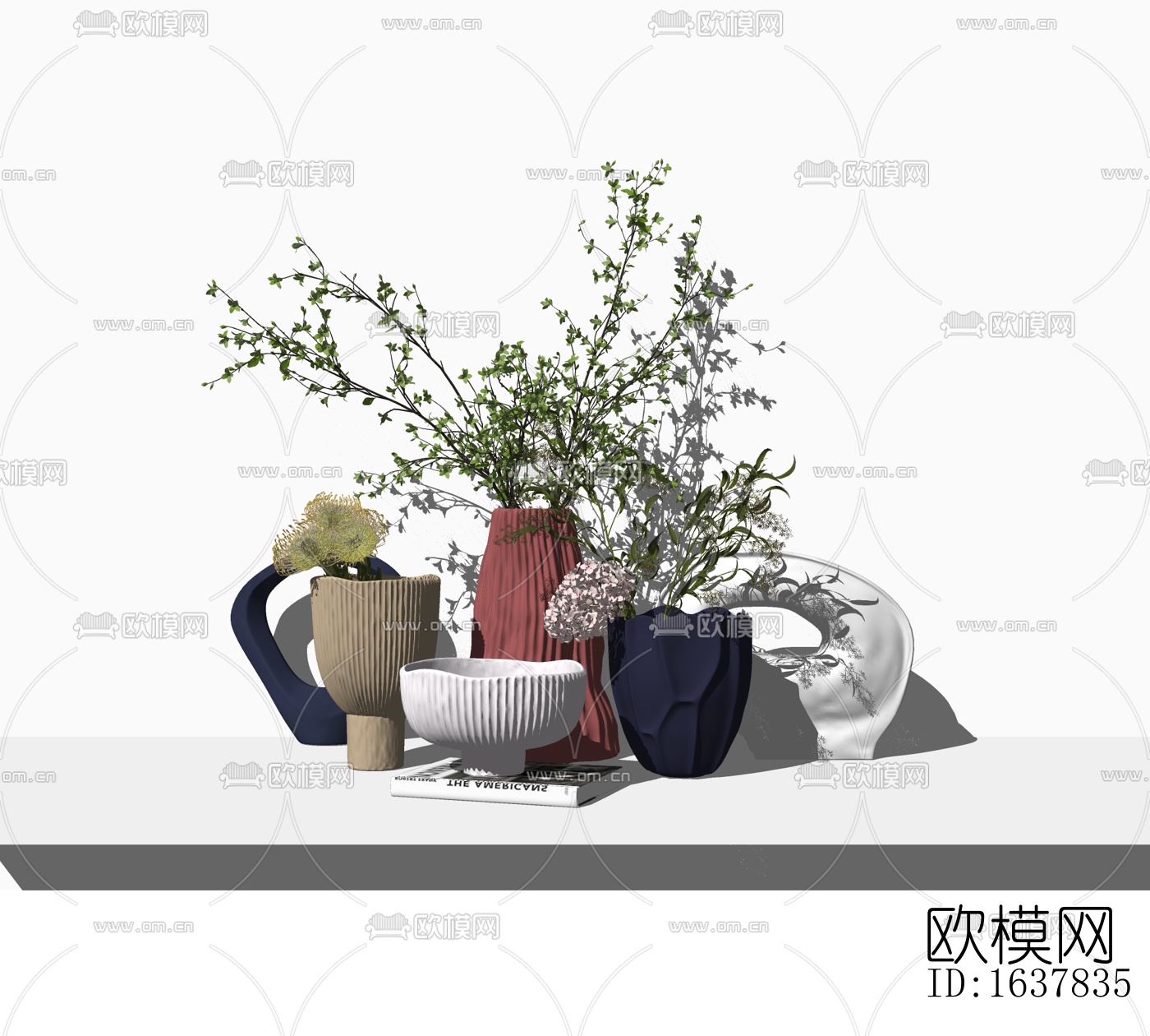 现代绿植盆栽免费su模型下载