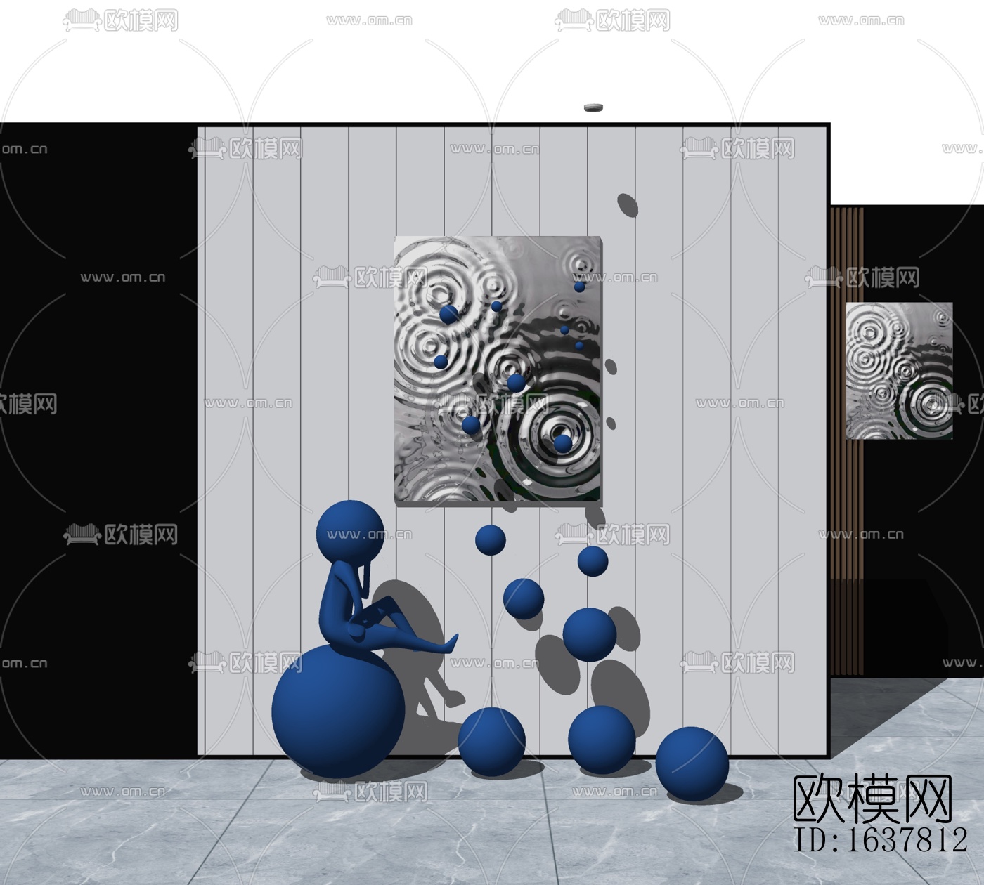 现代人物雕塑摆件免费su模型下载