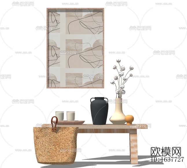 现代绿植花瓶摆件免费su模型下载