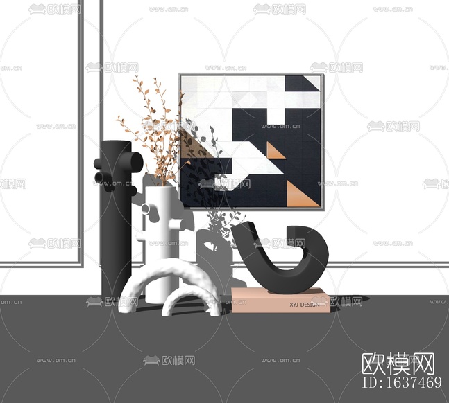 现代花瓶摆件免费su模型下载