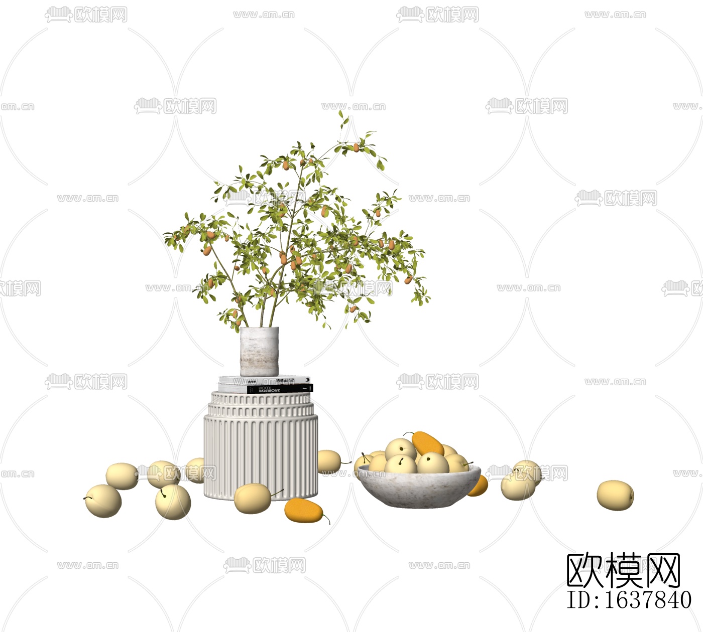 现代绿植花瓶摆件免费su模型下载