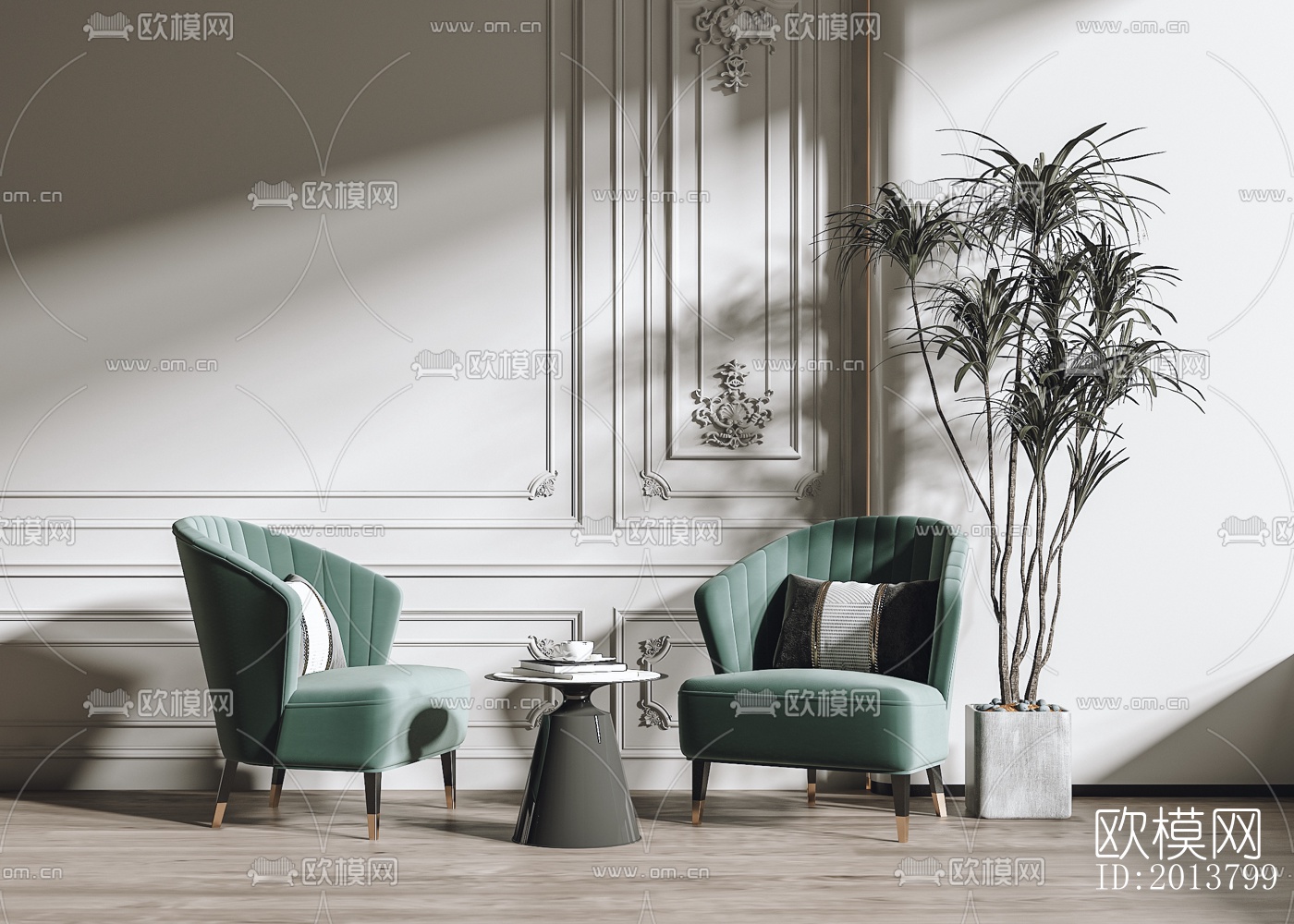 法式布艺休闲椅su模型下载