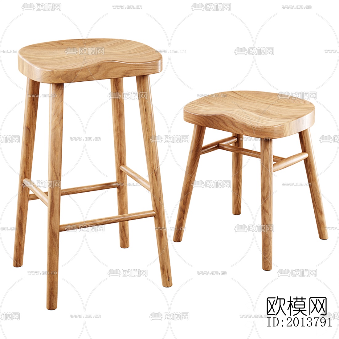 北欧原木吧椅su模型下载