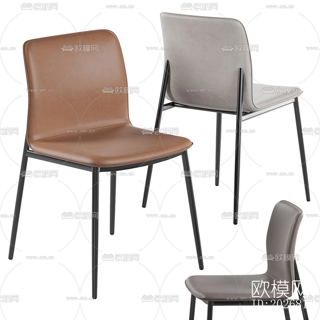 现代皮革餐椅单椅su模型下载