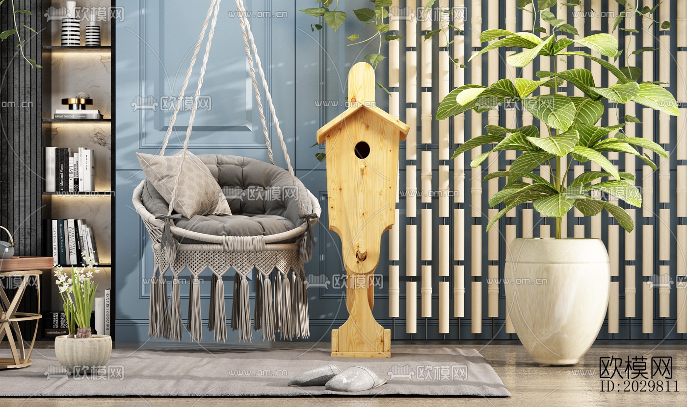 现代布艺吊椅su模型下载