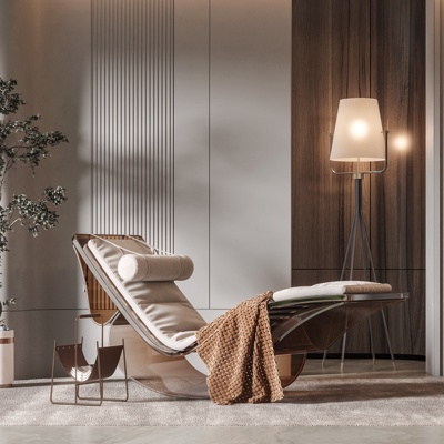  现代布艺躺椅su模型 