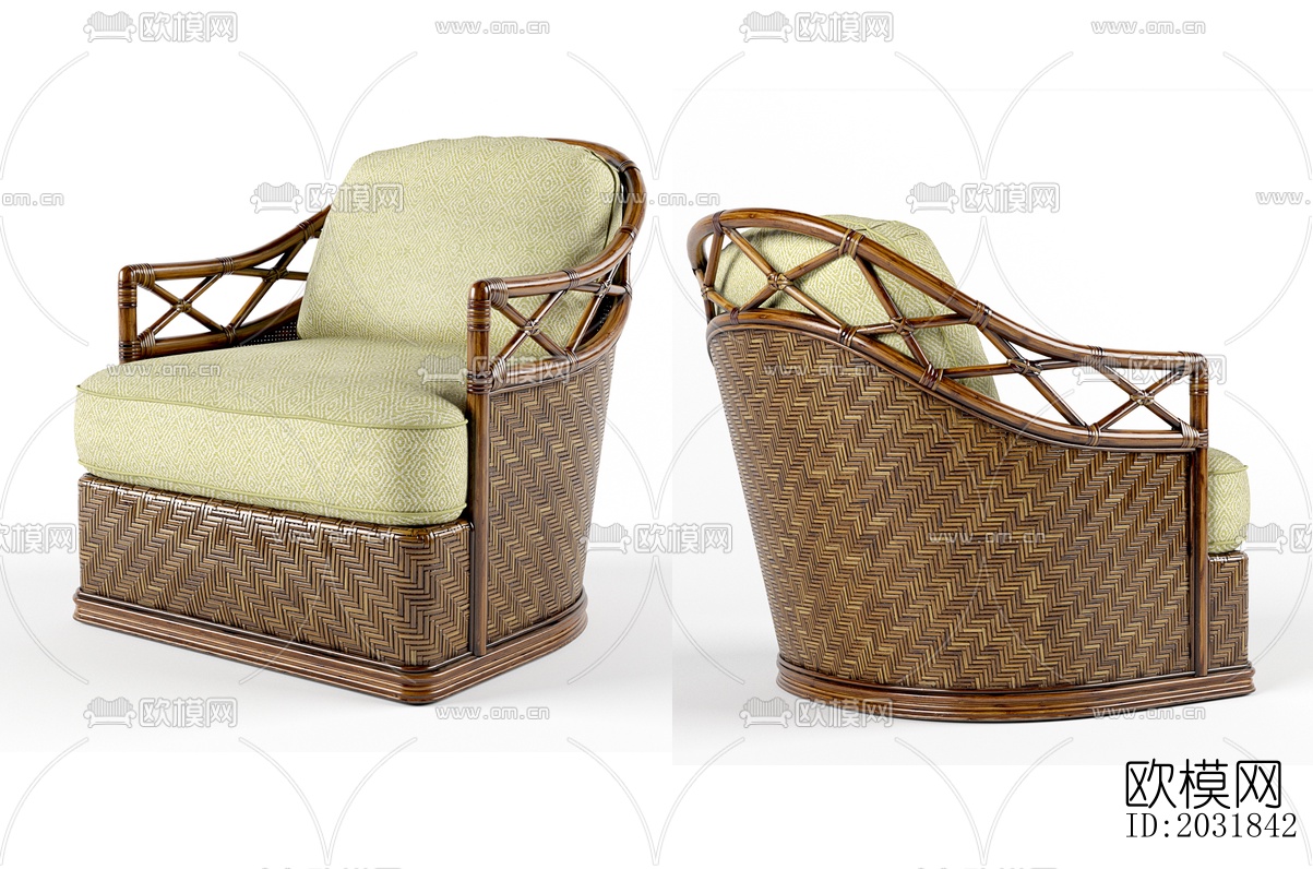 东南亚编织户外椅su模型下载