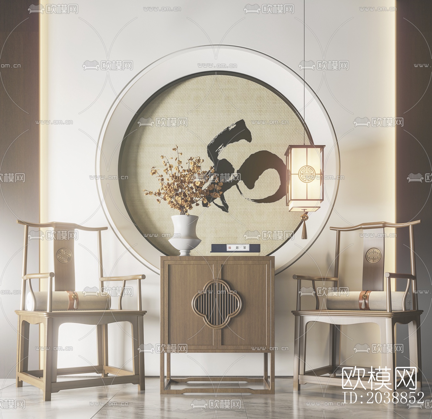 新中式实木单椅su模型下载