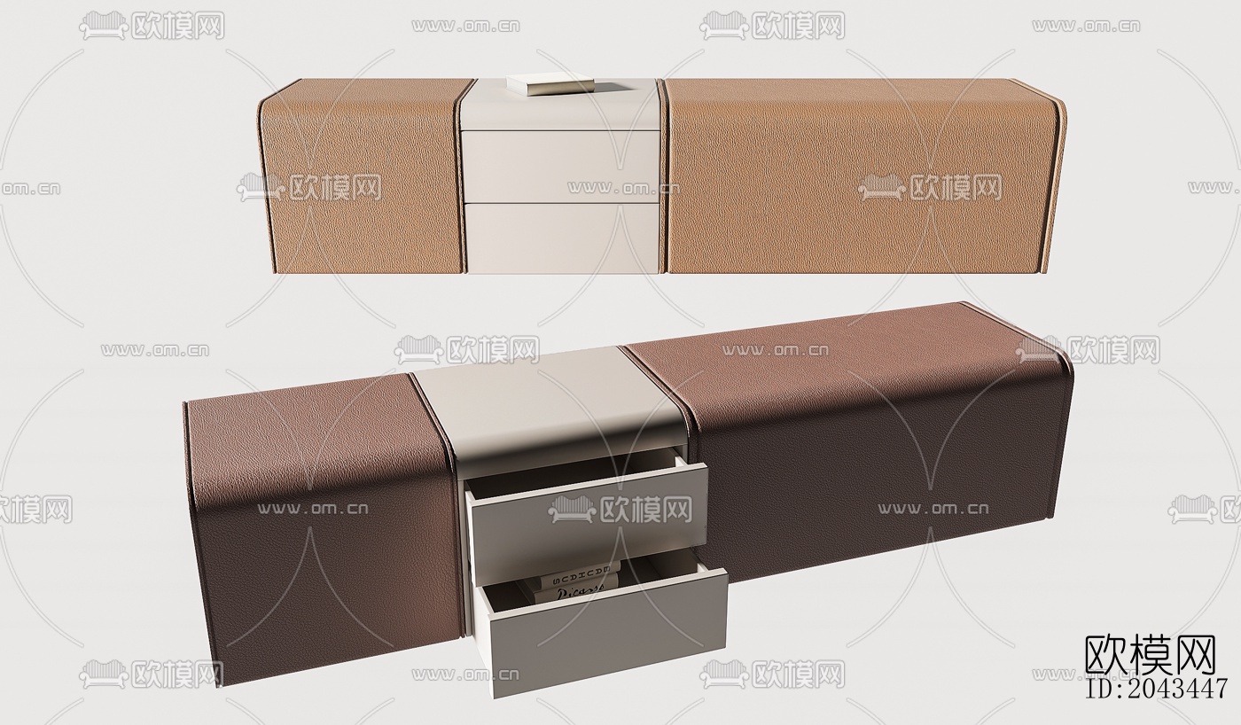 现代布艺长凳su模型下载