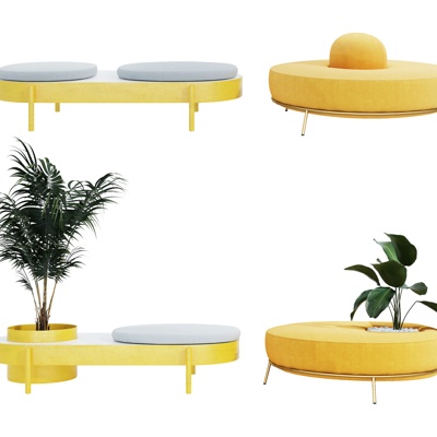  现代布艺公用椅su模型 