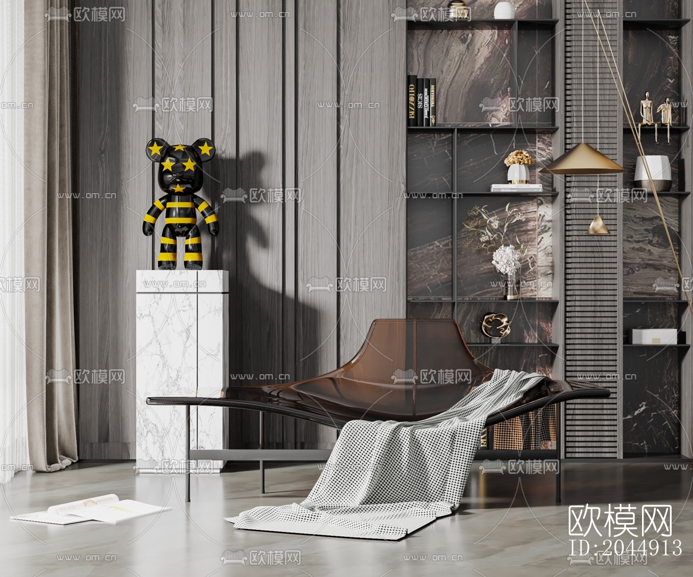 现代亚克力躺椅su模型下载