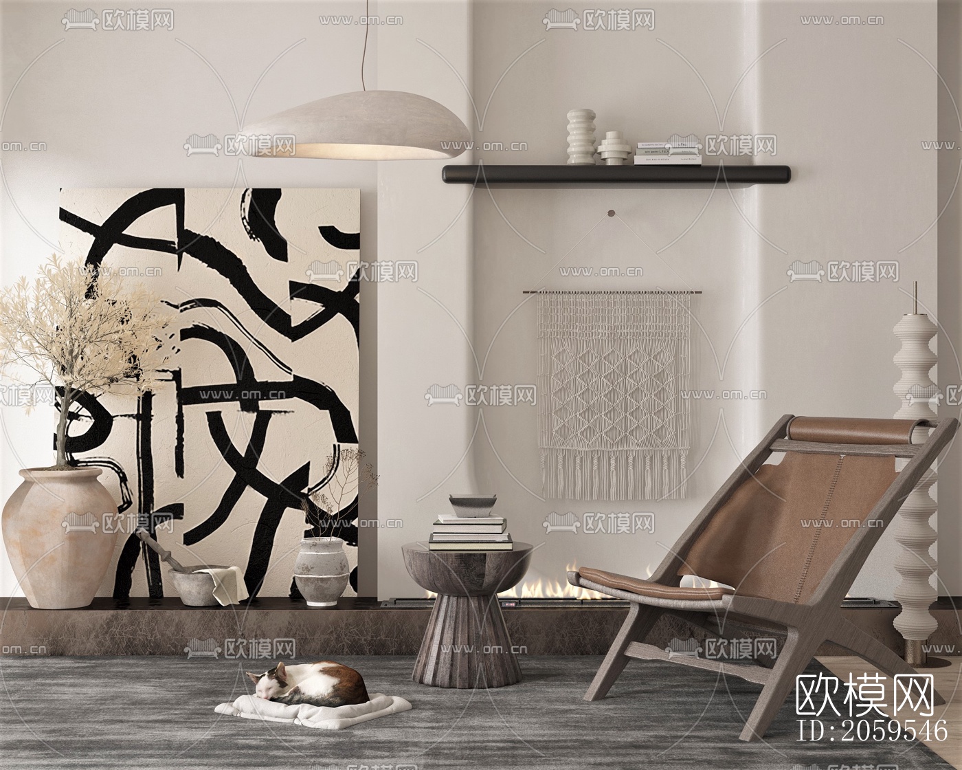 北欧皮革圆凳子su模型下载