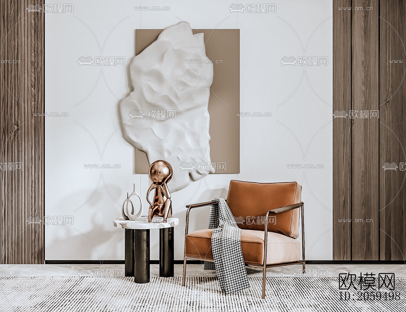 现代布艺休闲椅su模型下载