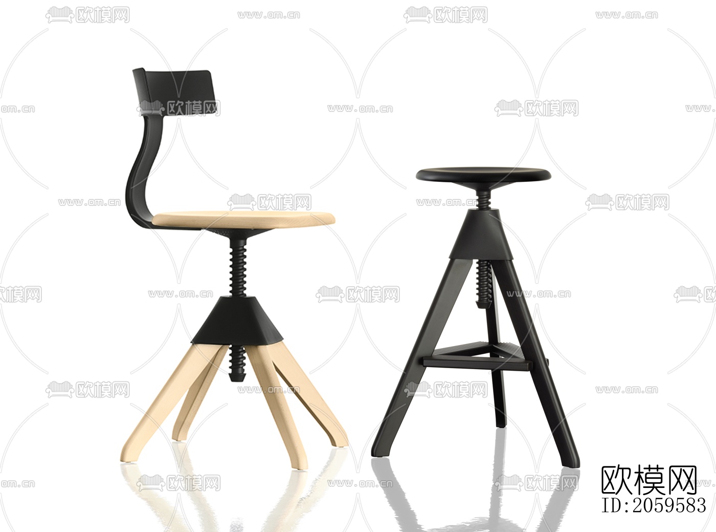 工业风铁艺吧椅su模型下载