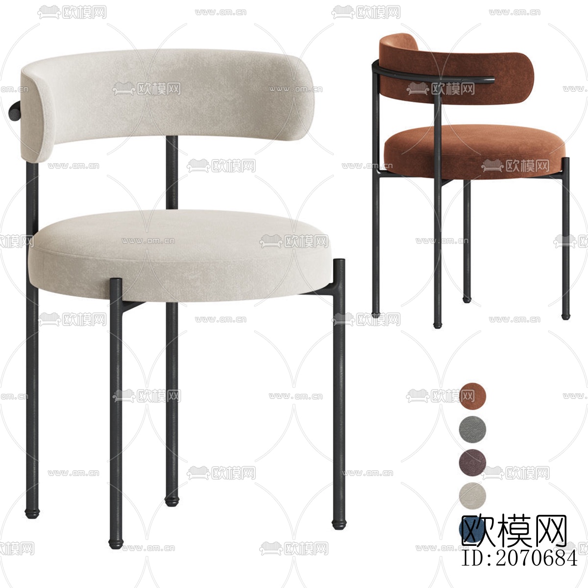 现代布艺单椅su模型下载