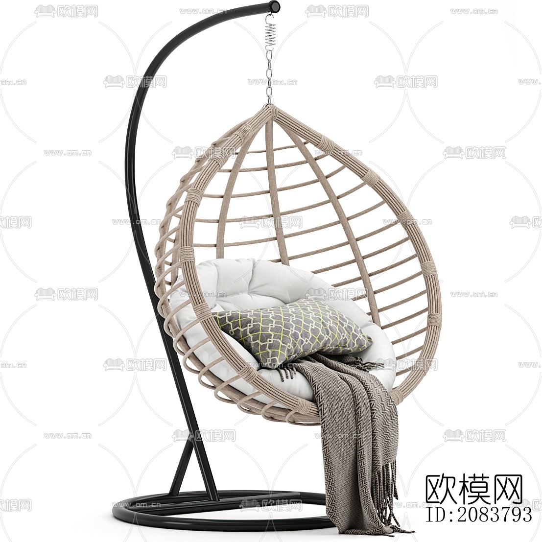 现代布艺吊椅su模型下载