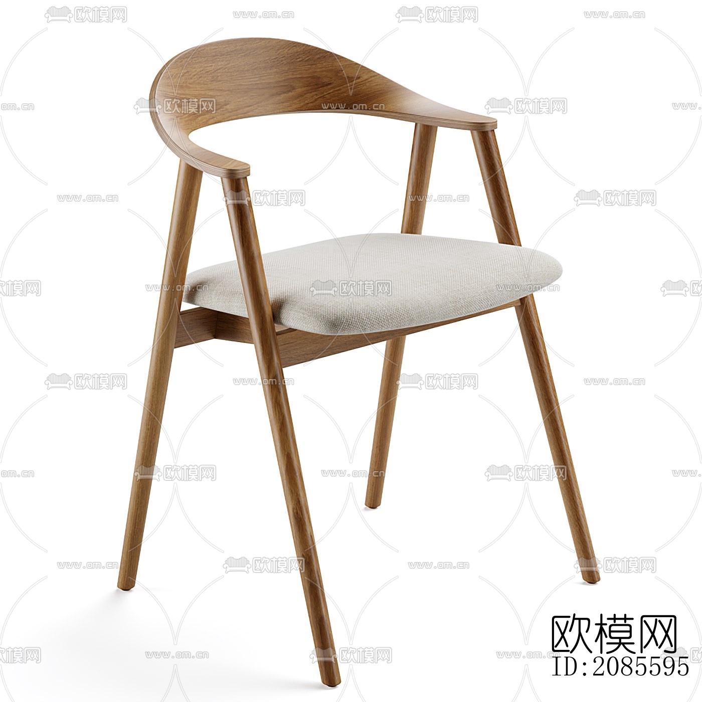 现代实木单椅su模型下载