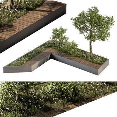  现代户外花坛座椅su模型 