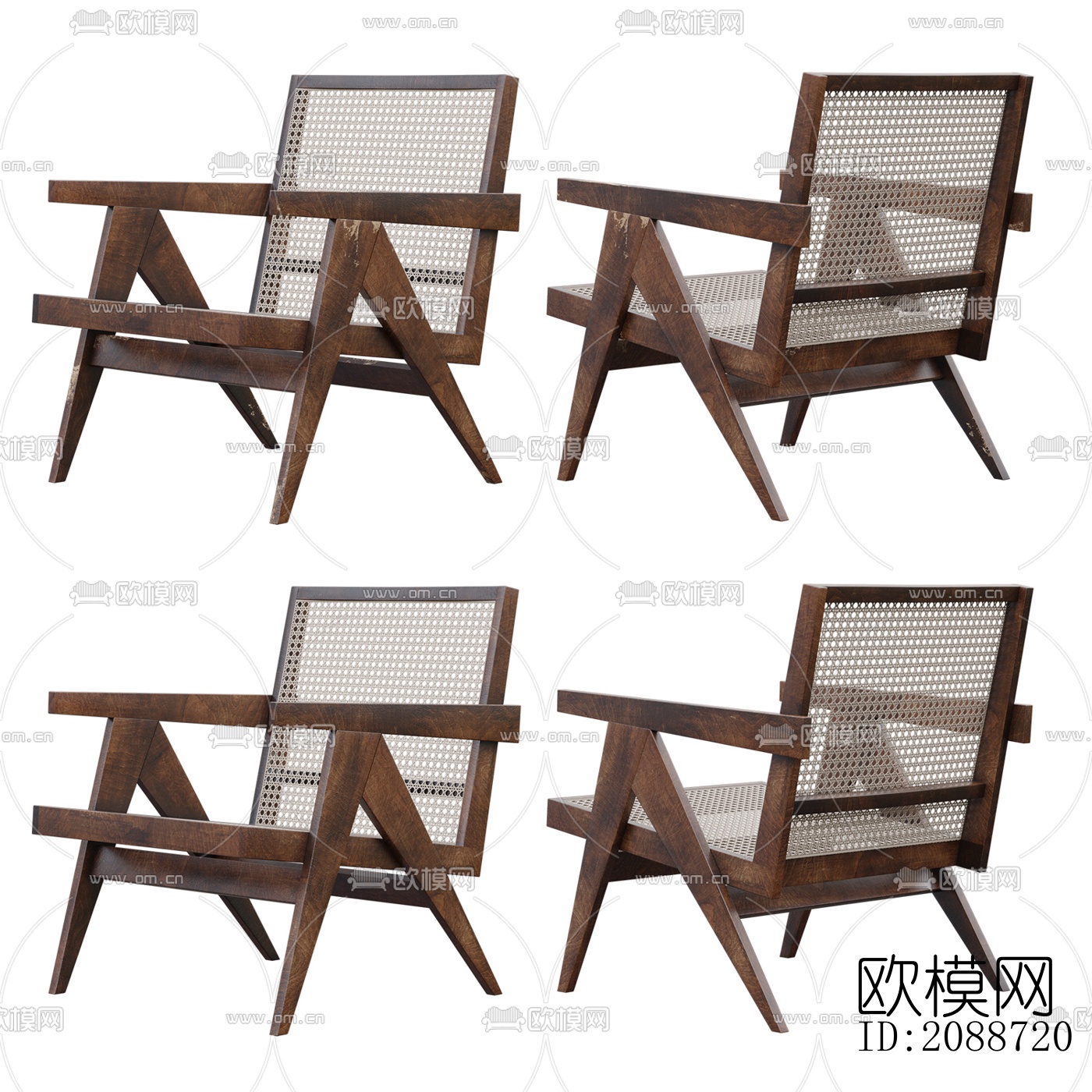 侘寂风藤编休闲椅su模型下载