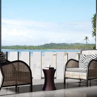  现代户外藤编休闲椅su模型 