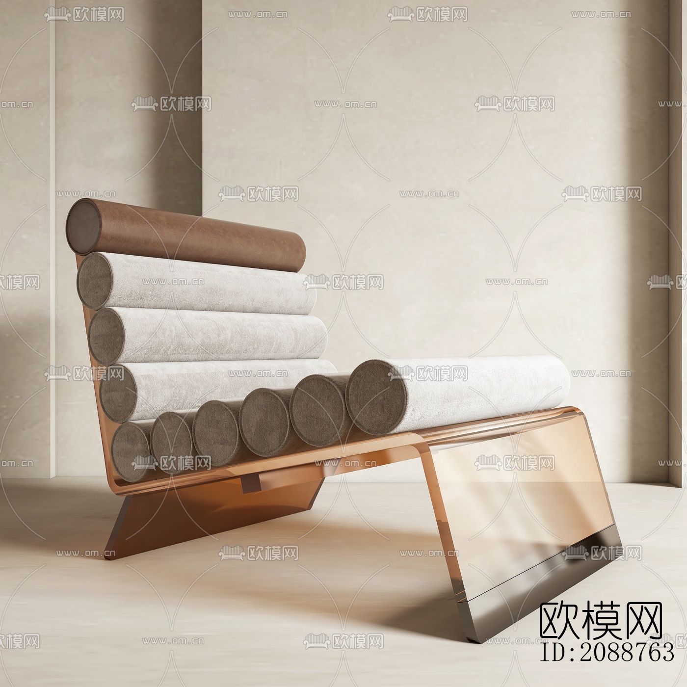 现代透明亚克力休闲躺椅su模型下载