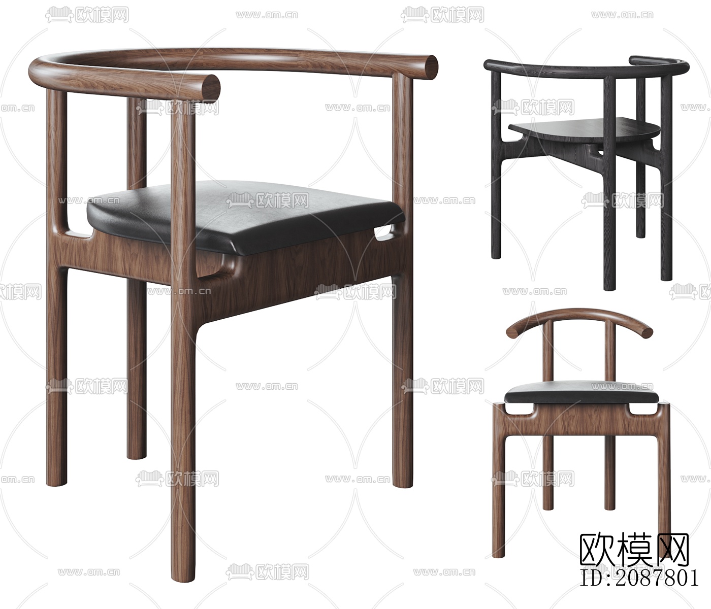 新中式实木圈椅su模型下载