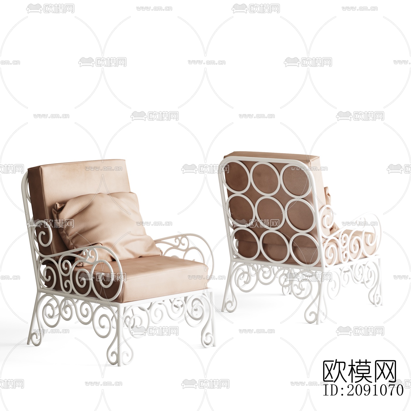 欧式皮革休闲椅su模型下载