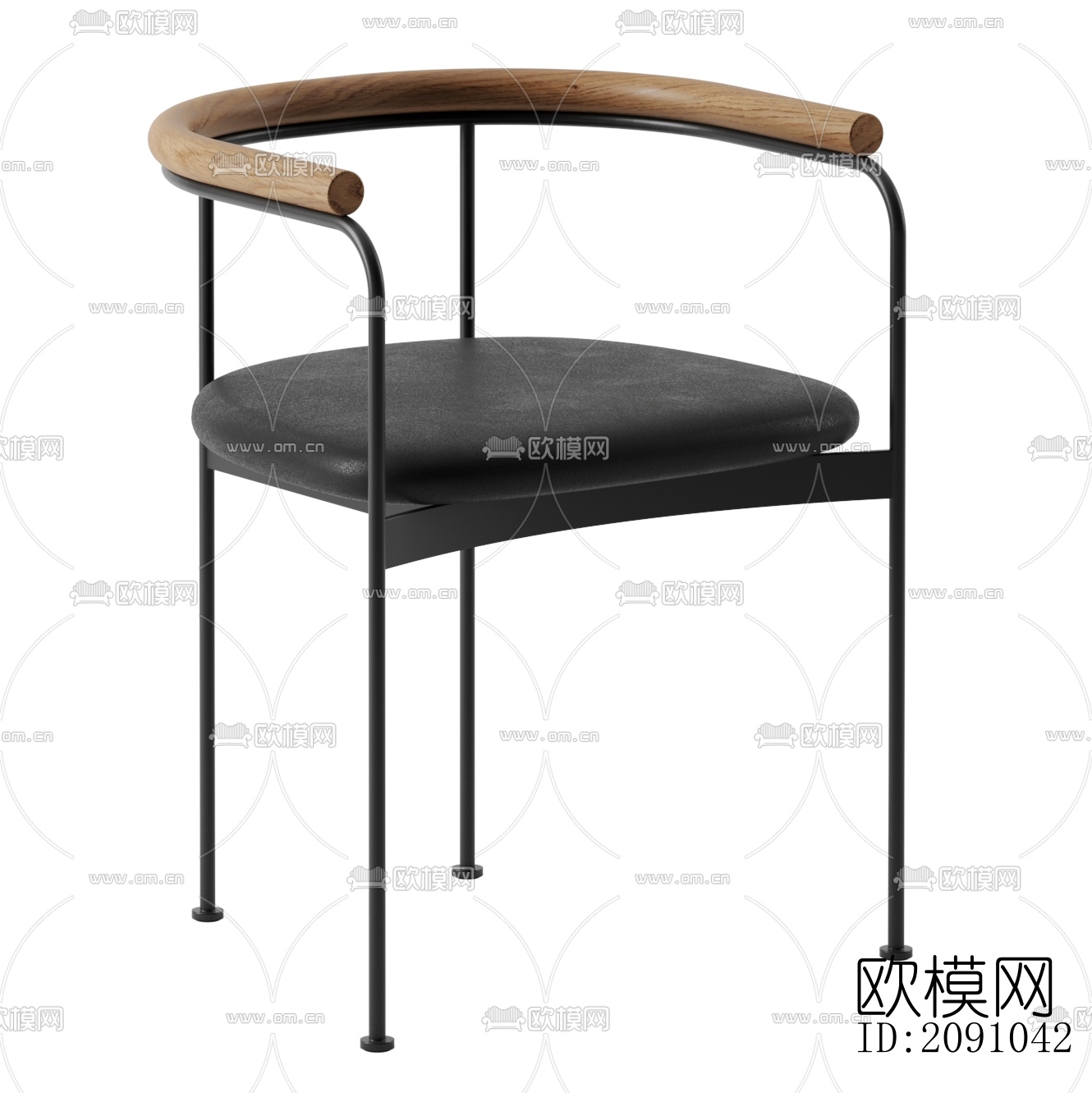 现代铁艺餐椅单椅su模型下载