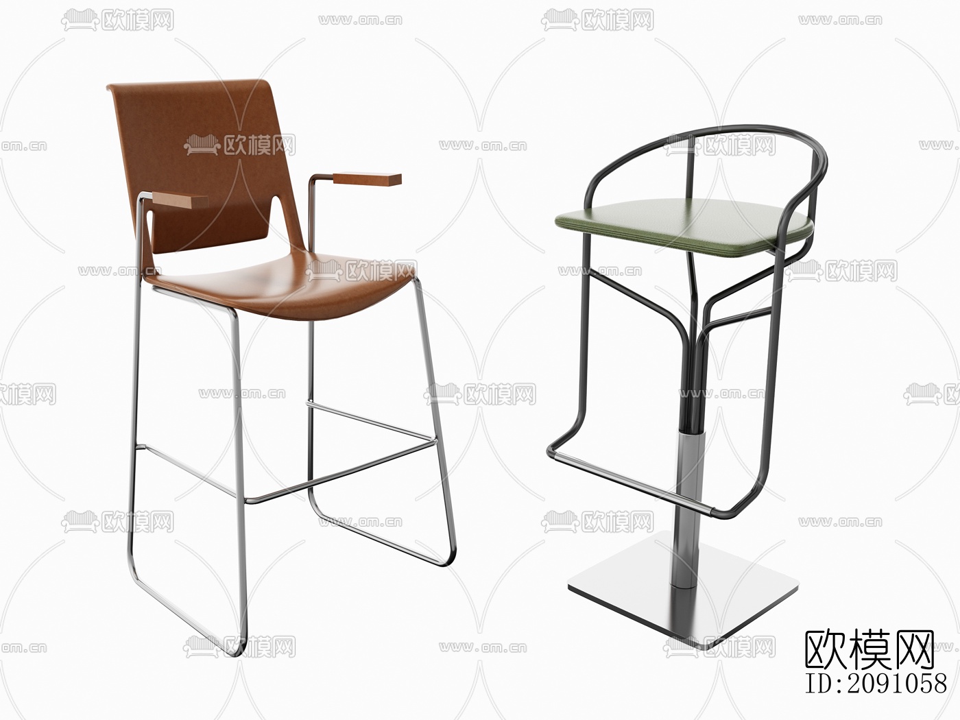 工业风金属吧台椅su模型下载