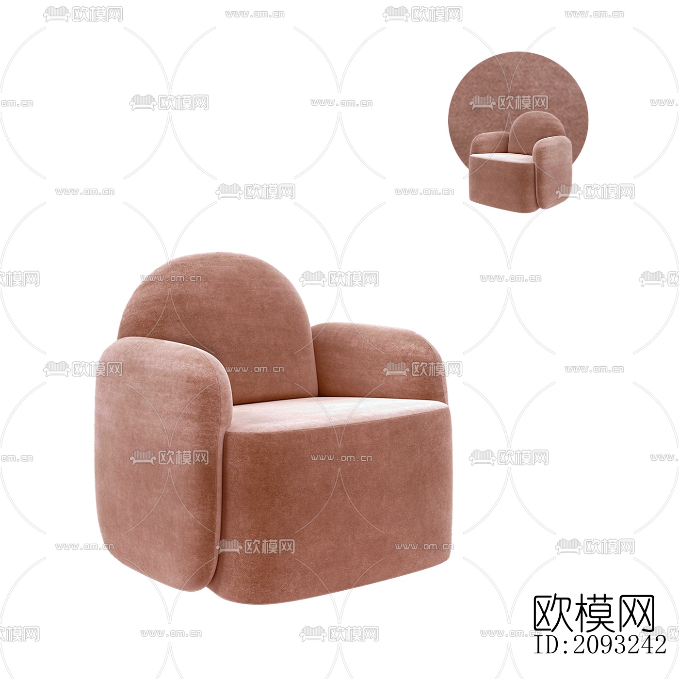 侘寂布艺休闲椅su模型下载