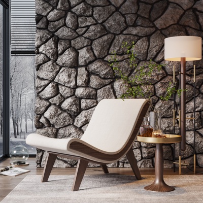  侘寂布艺休闲躺椅su模型 