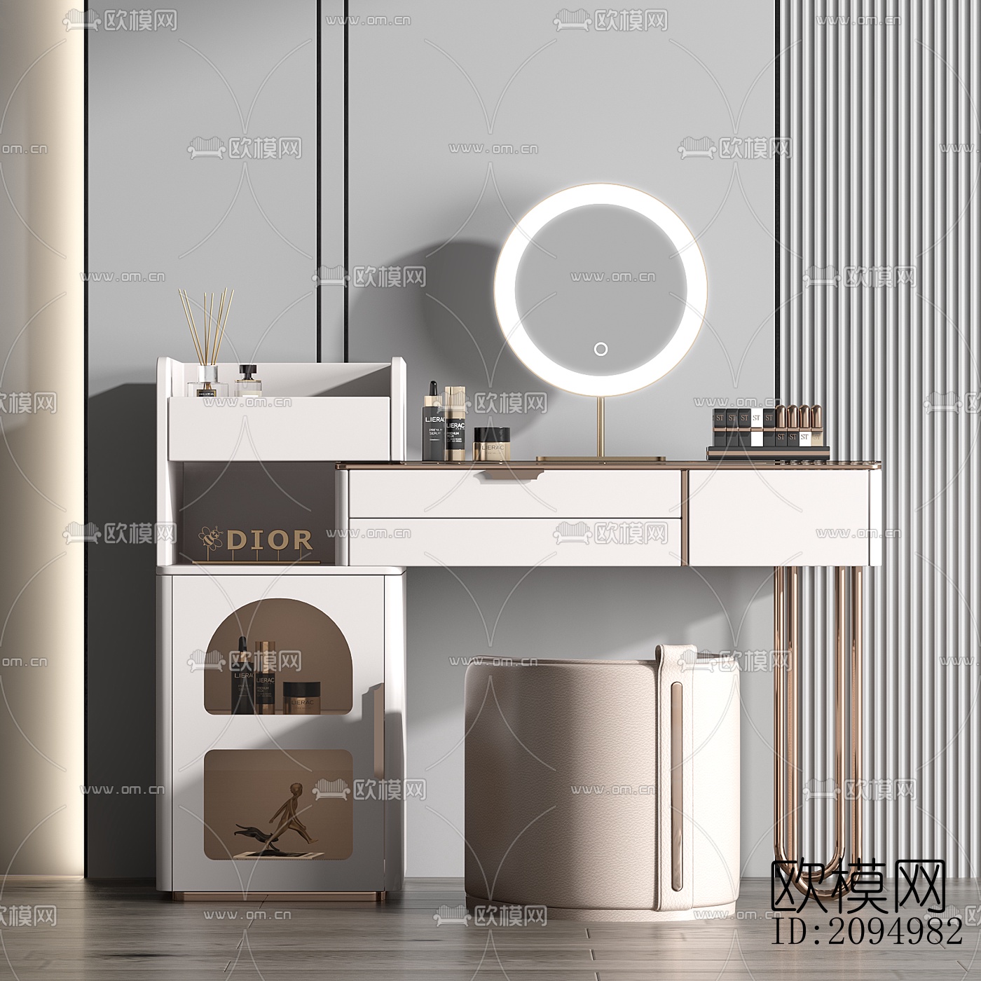 现代轻奢梳妆台su模型下载