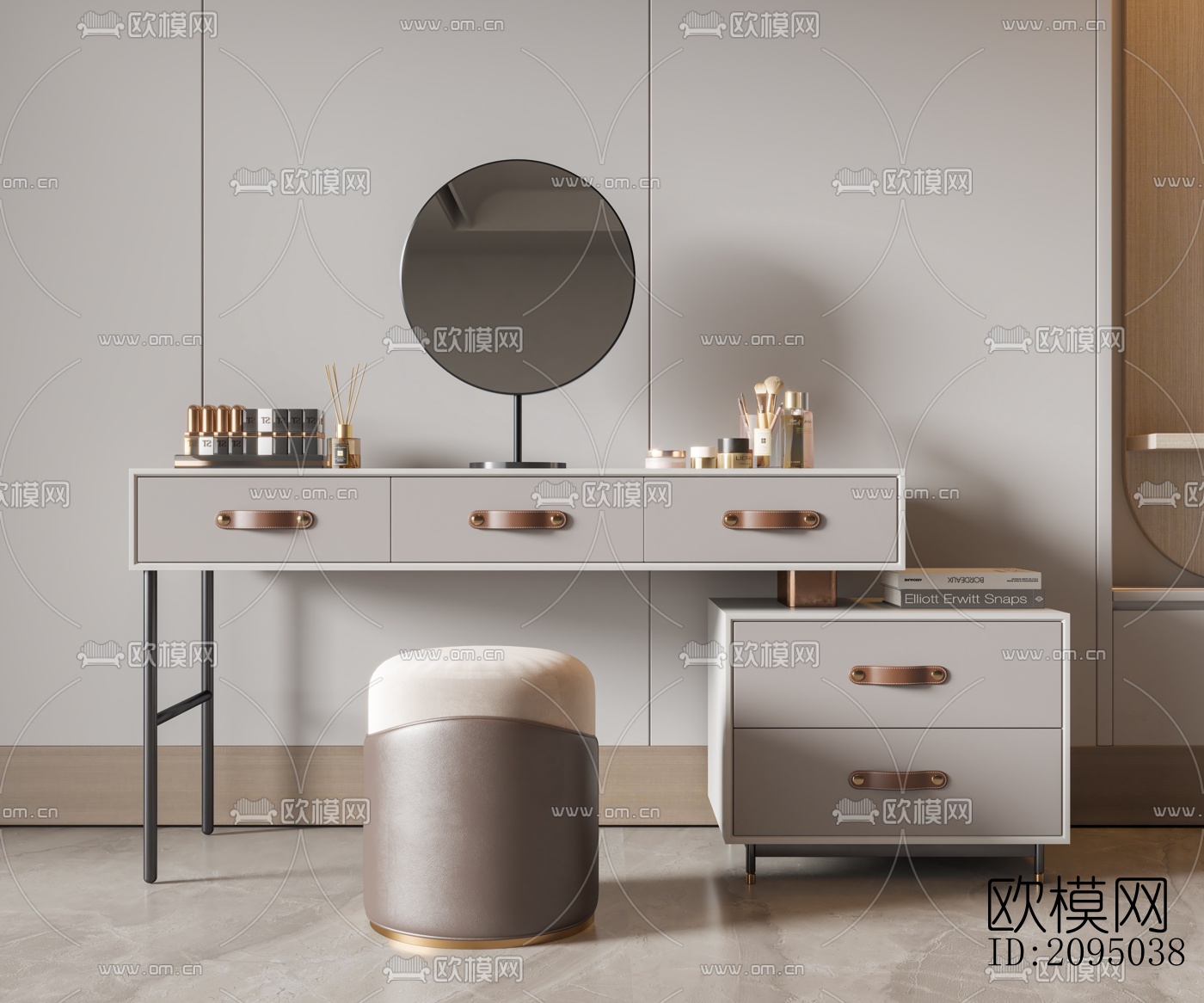 现代轻奢梳妆台su模型下载