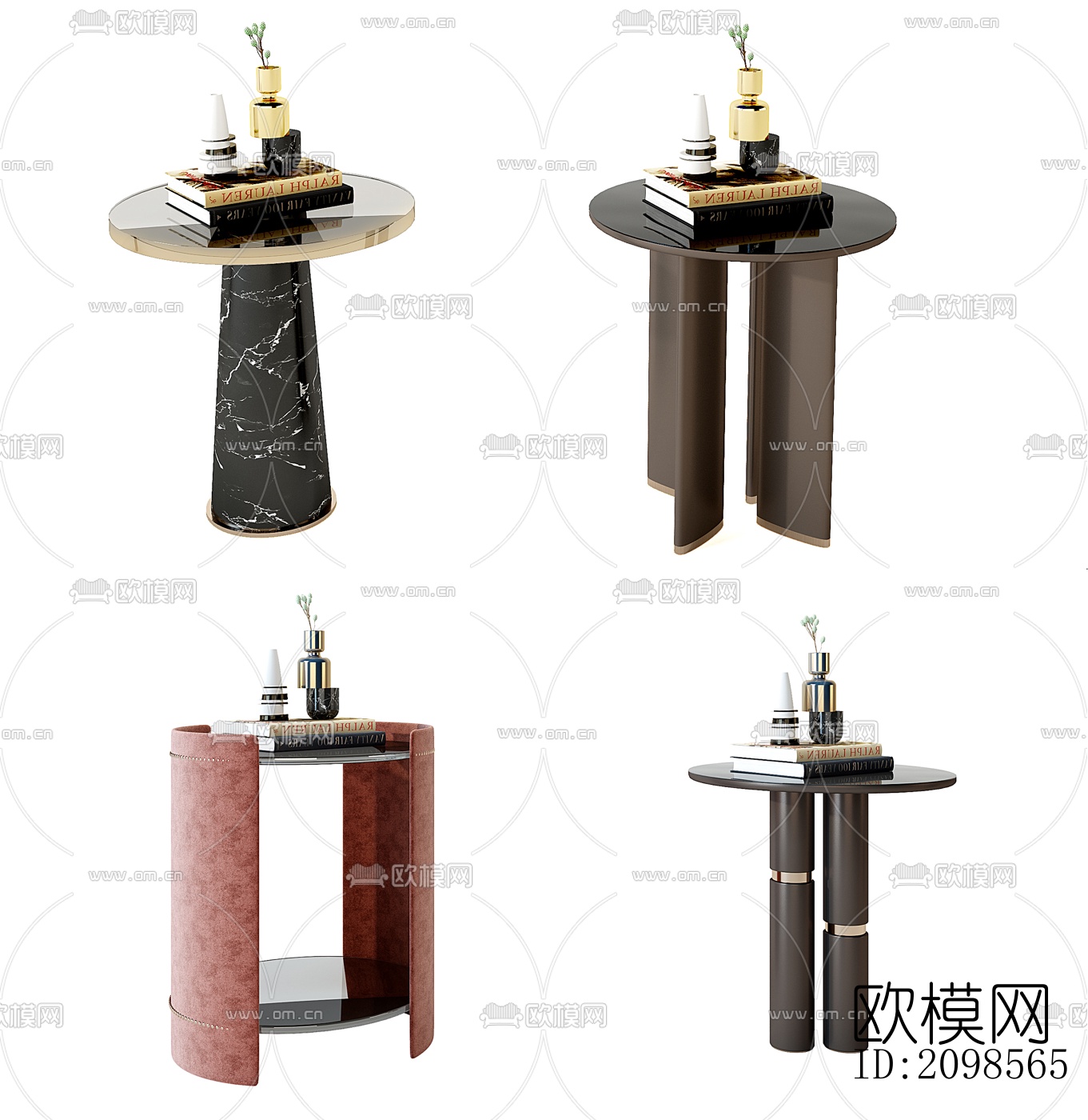 现代轻奢边几圆几su模型下载