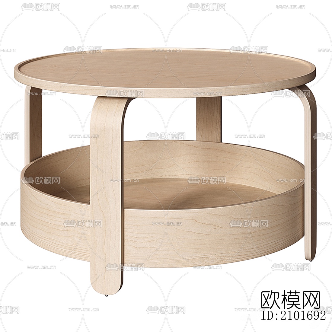 现代实木圆茶几su模型下载