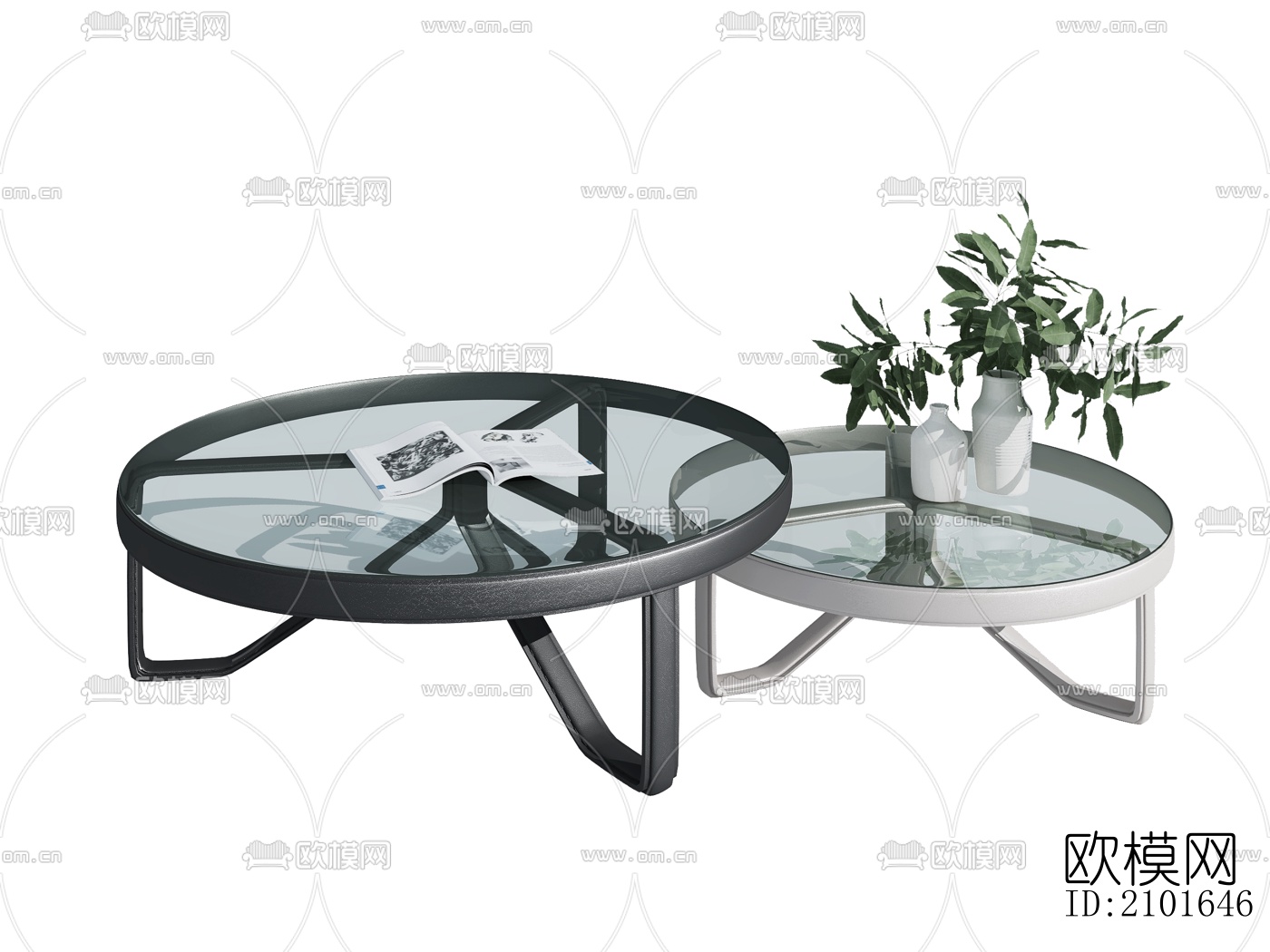 现代圆形茶几su模型下载
