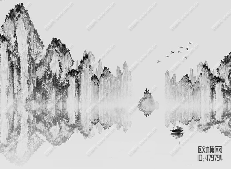 中式意境山水画下载