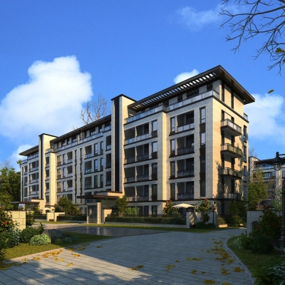 现代多层住宅外观3d模型