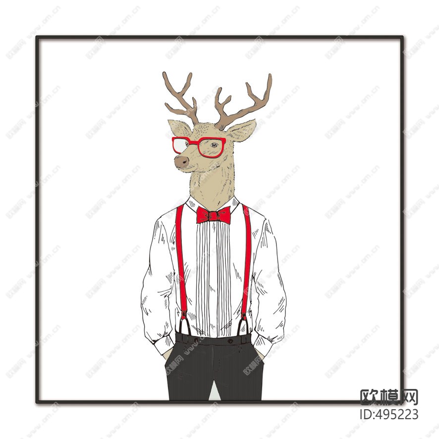 动物装饰画下载（渲染图1）