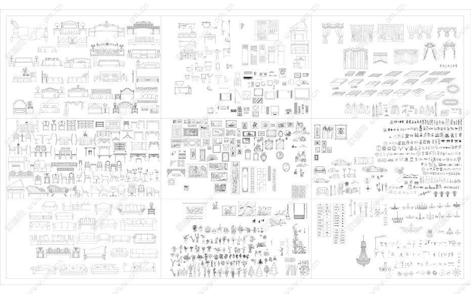 家具灯具玩具植物立面图库下载(渲染图2)