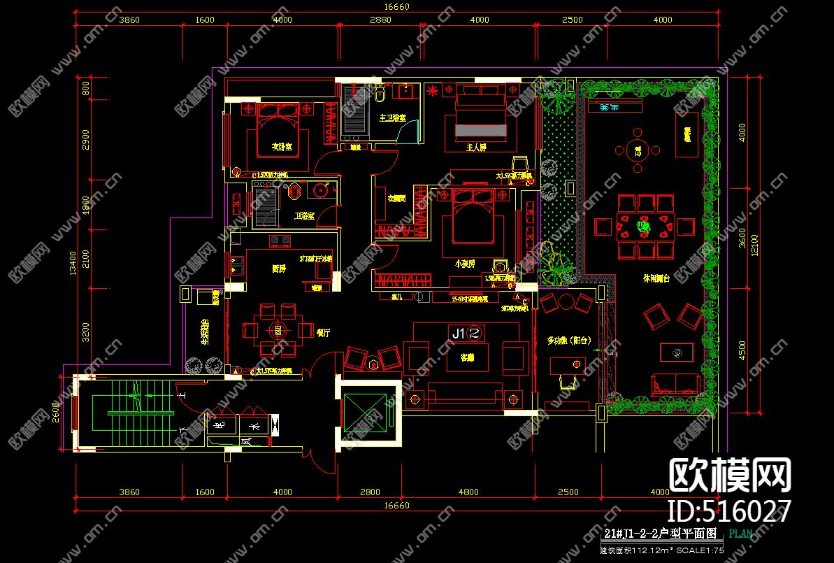高档小区样板房全套CAD图库下载（渲染图5）