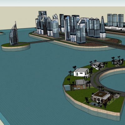  现代滨海小区su模型 