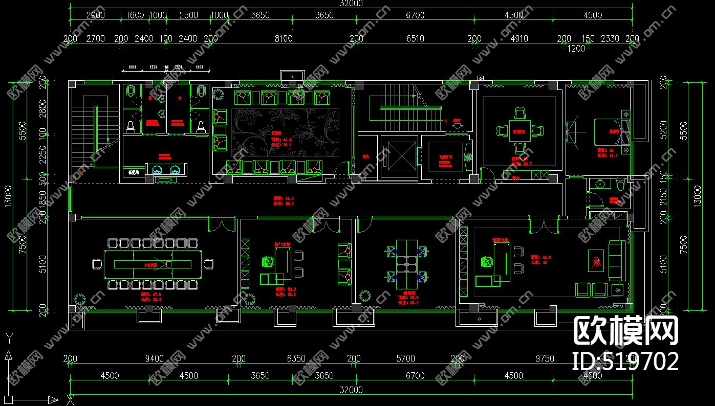 三层办公楼装饰施工图下载（渲染图3）