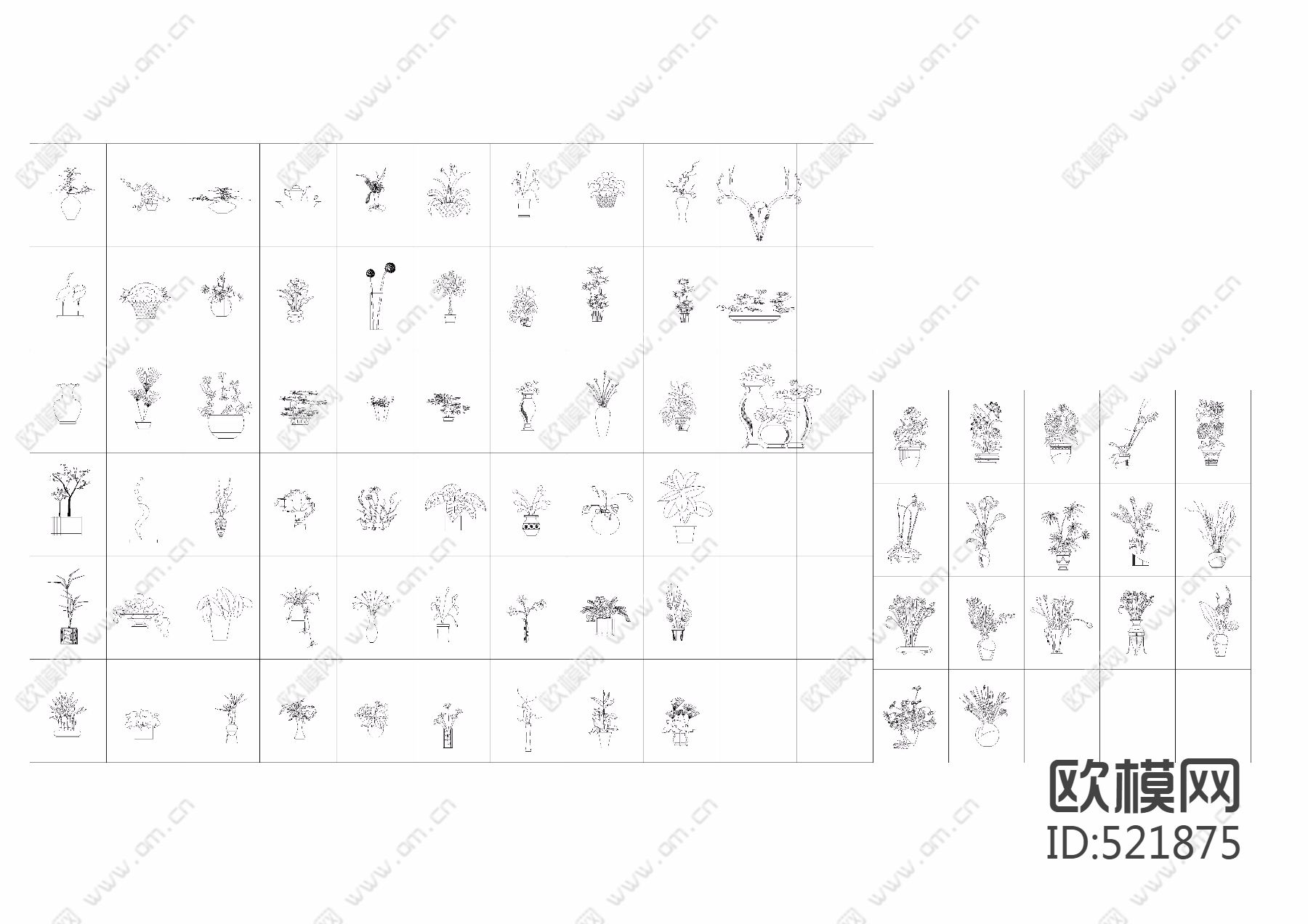 建筑CAD常用千种图块之盆装立面花卉下载