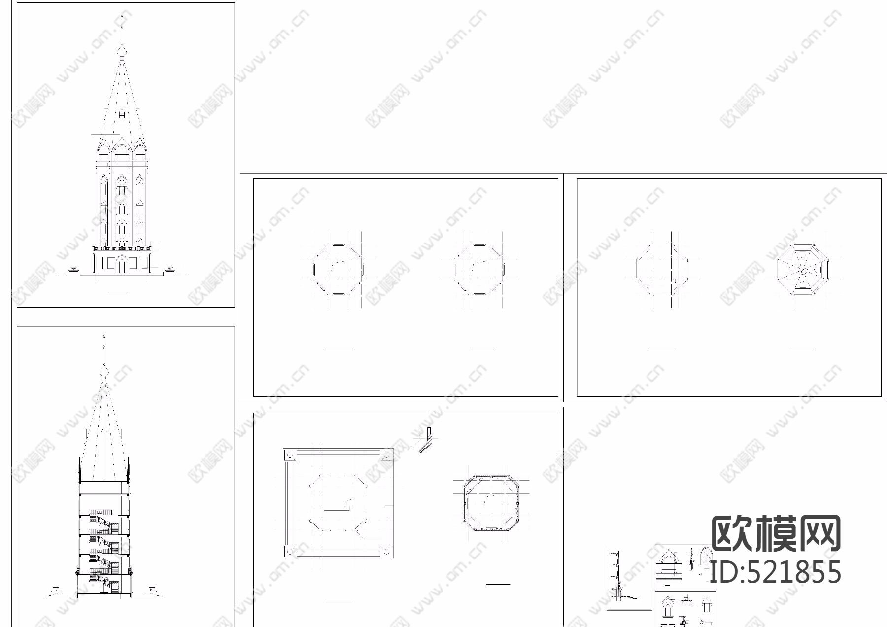 欧式观光塔建筑设计下载