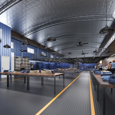 工业风服装仓库3d模型