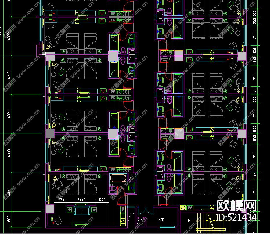 精品酒店整层布置图下载（渲染图2）