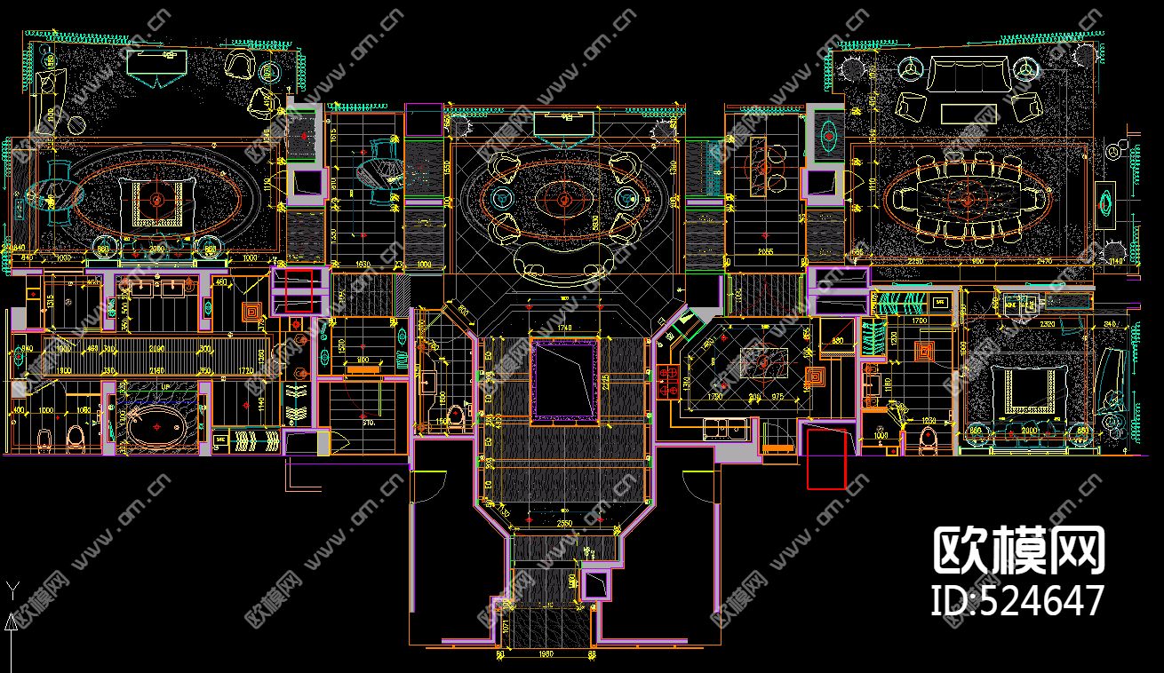 五星级酒店总统套房施工图下载（渲染图1）