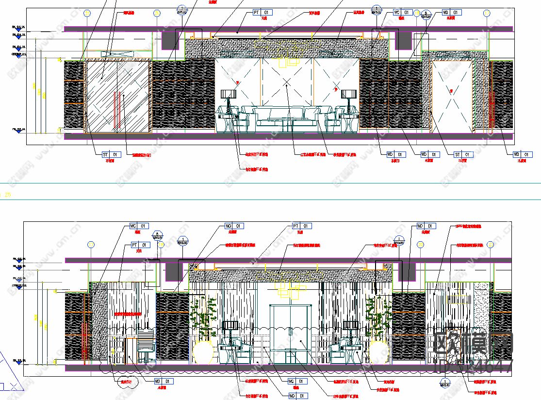 五星级酒店总统套房施工图下载（渲染图3）